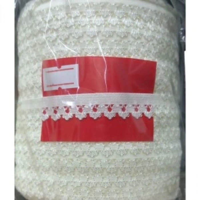 Çamaşır Lastiği Dantelli 1 Cm 75 Metre 1 Top Ekru