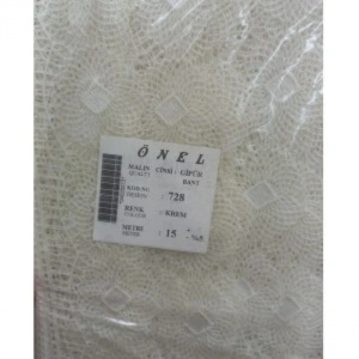 Dantel Polyester Güpür Bant Krem 15 Metre En 6 Cm On-728-kr