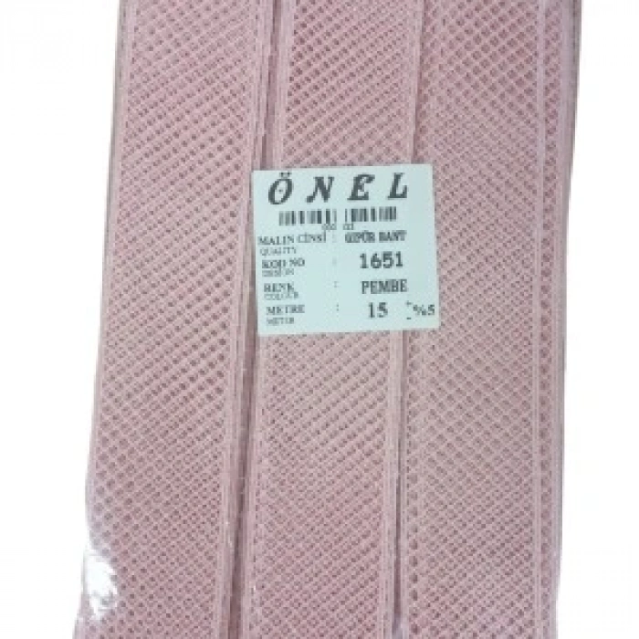 Dantel Polyester Güpür Bant Pembe 15 Metre En 3 Cm On-1651-p