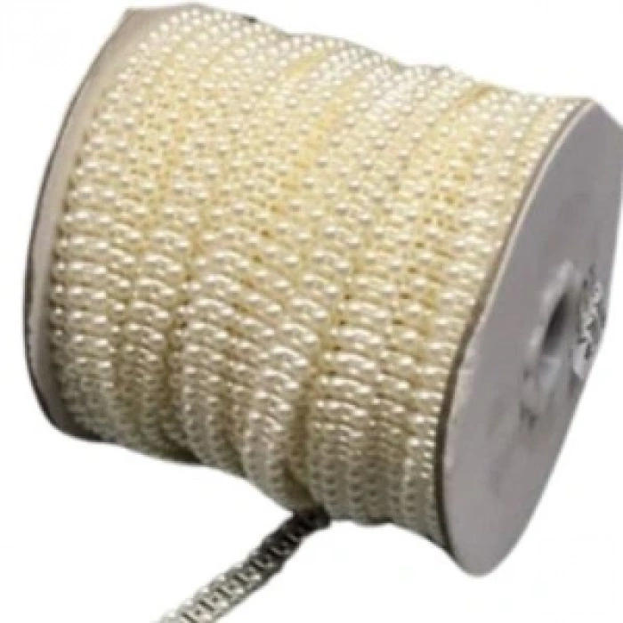 Dikilebilir Sıralı İnci En 1 Cm Krem 5 Metre