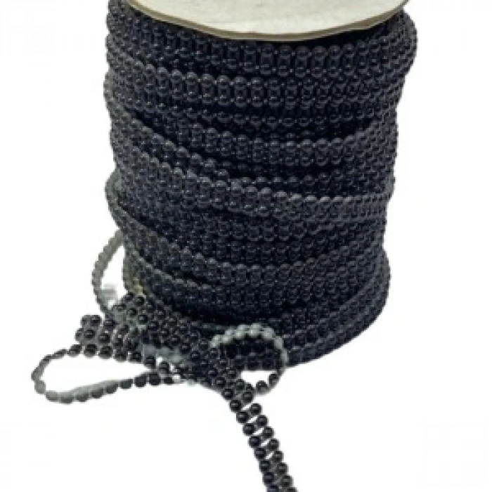 Dikilebilir Sıralı İnci En 1 Cm Siyah 1 Metre
