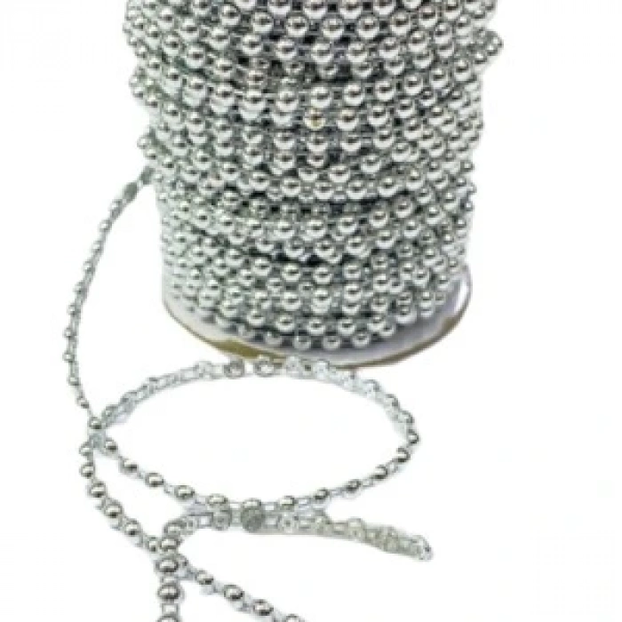 Dikilebilir Sıralı İnci Tekli En 1 Cm Gümüş 1 Metre