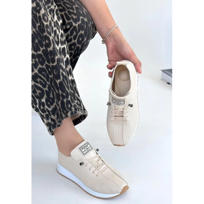 Fiert Bej Cilt Bağcıklı Spor Ayakkabı