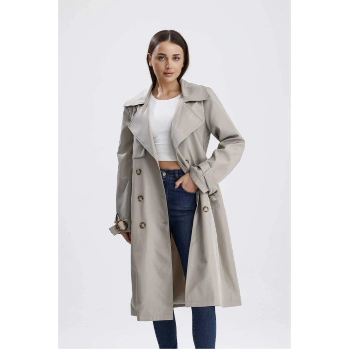 Gri Astarlı Trençkot