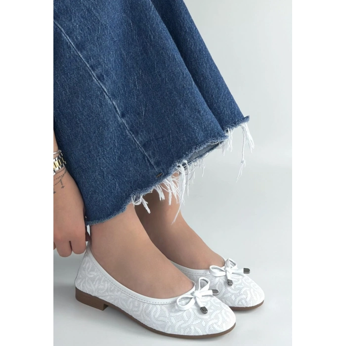 Jnues Beyaz Deri Babet Ayakkabı