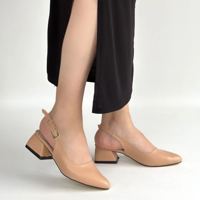 Jonji Nude Cilt Topuklu Kemerli Ayakkabı