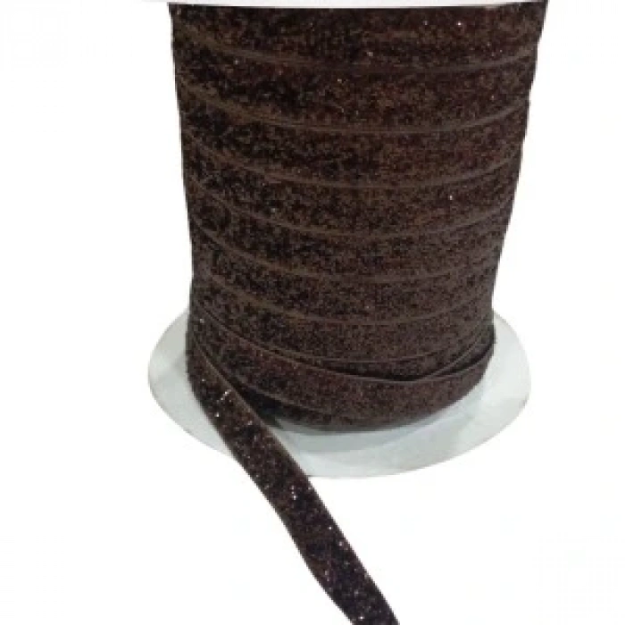 Kadife Kurdele Simli 1 Cm Kahverengi 10 Metre