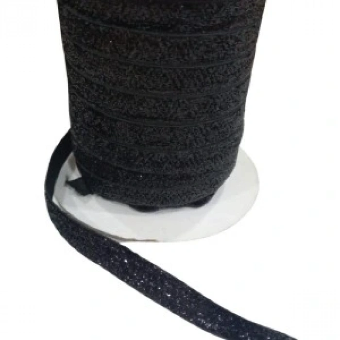Kadife Kurdele Simli 1 Cm Siyah 5 Metre
