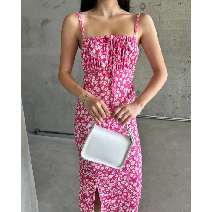 Kaşkorse Desenli askılı elbise