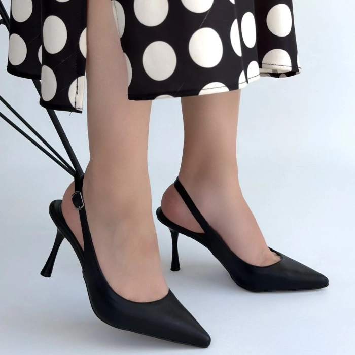 Katey Siyah Cilt Topuklu Ayakkabı