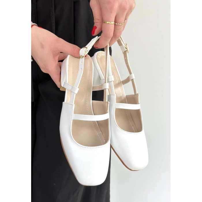 Liva Beyaz Cilt Topuklu Ayakkabı