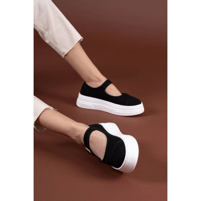 Lunni Siyah Keten Spor Ayakkabı