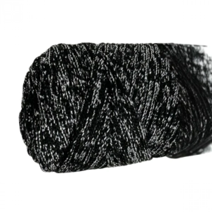 Makrome İpi 3mm Polyester Siyah Gümüş  Simli