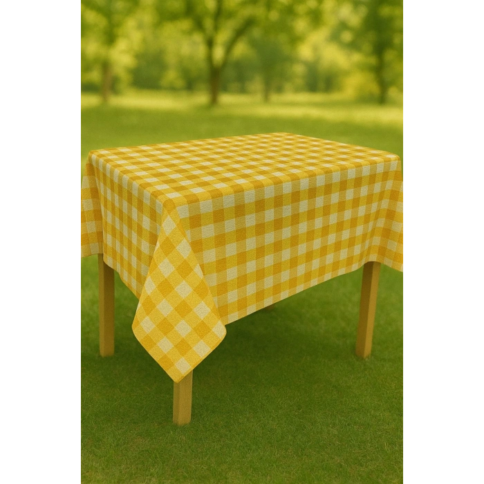 Masa Örtüsü & Piknik Örtsü -Raşel Kumaş 120 cm X 160 cm -Kare Desenli