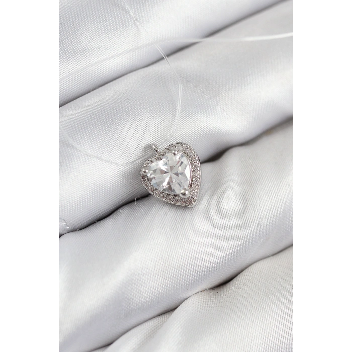 Misineli Kalp Model Gümüş Renk Hayalet Kolye - TJ-BKO10503