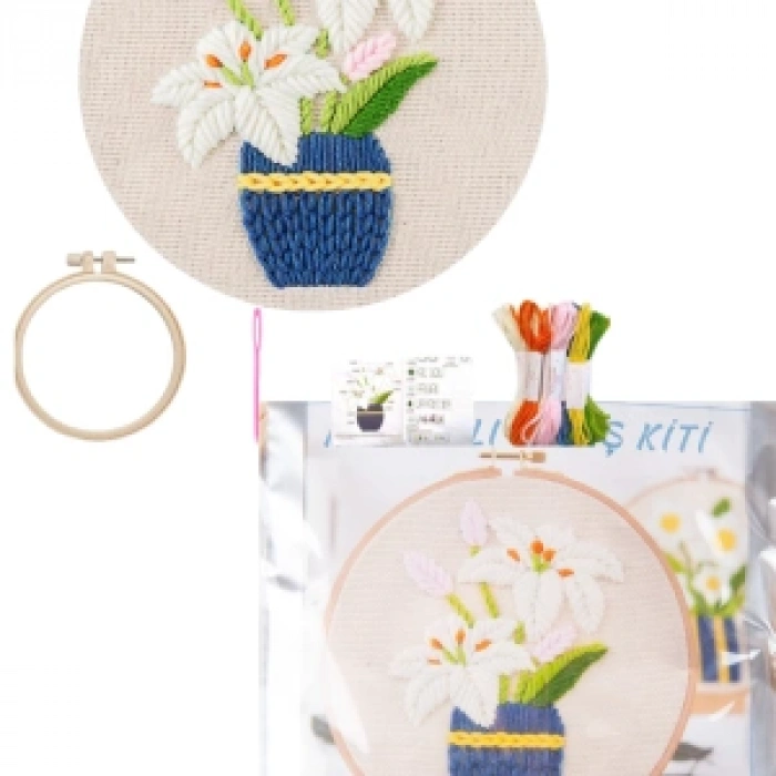 Nakış Kitleri Kasnaklı 13.5 X 18.8 Cm Zambak