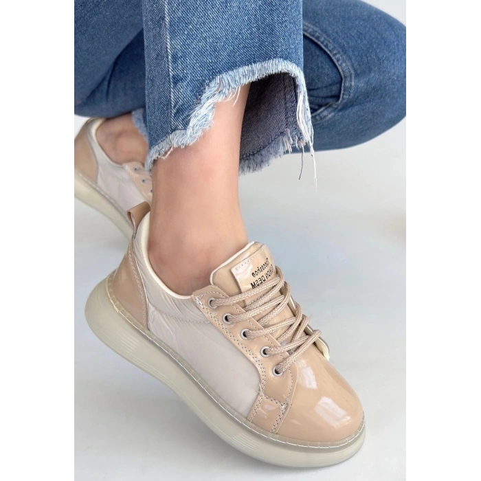 Piona Bej Rugan Bağcıklı Spor Ayakkabı