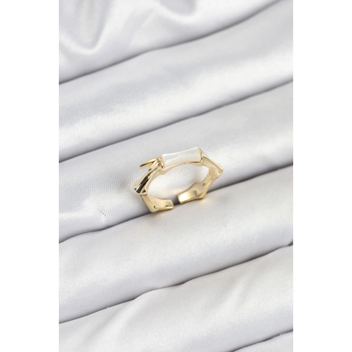 Pirinç Gold Renk Kemik Model Kadın Yüzük - TJ-BYK3848