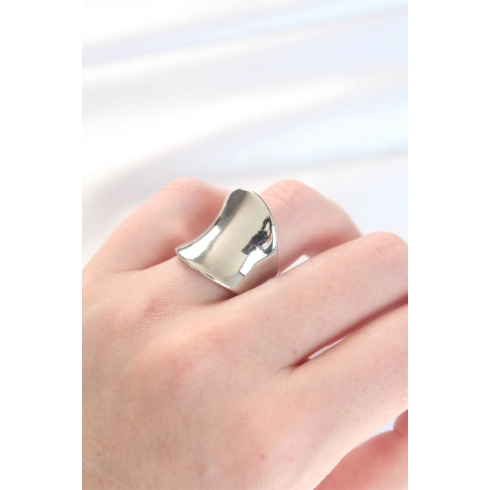 Silver Renk Ayarlanabilir Kavisli Ayna Yüzük - TJ-BYK3114
