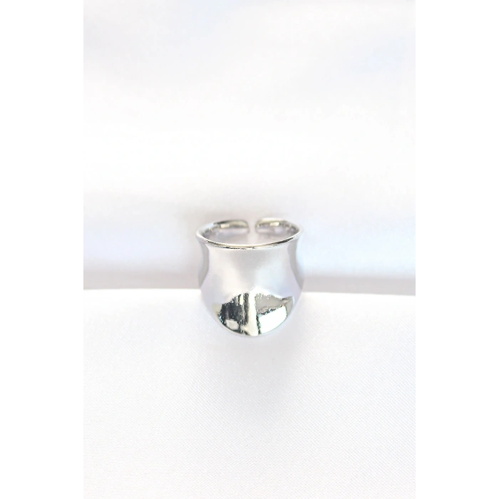 Silver Renk Ayarlanabilir Kavisli Ayna Yüzük - TJ-BYK3114