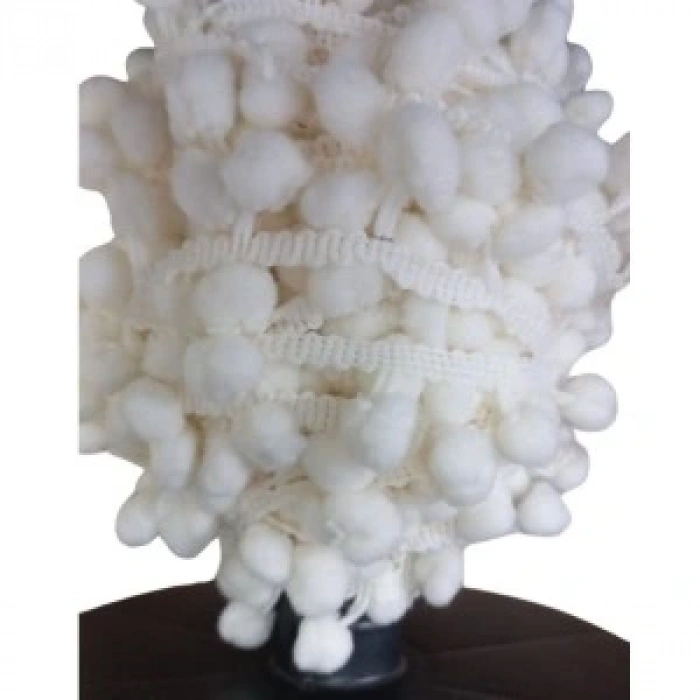 Sıralı Ponpon 1 Metre Krem