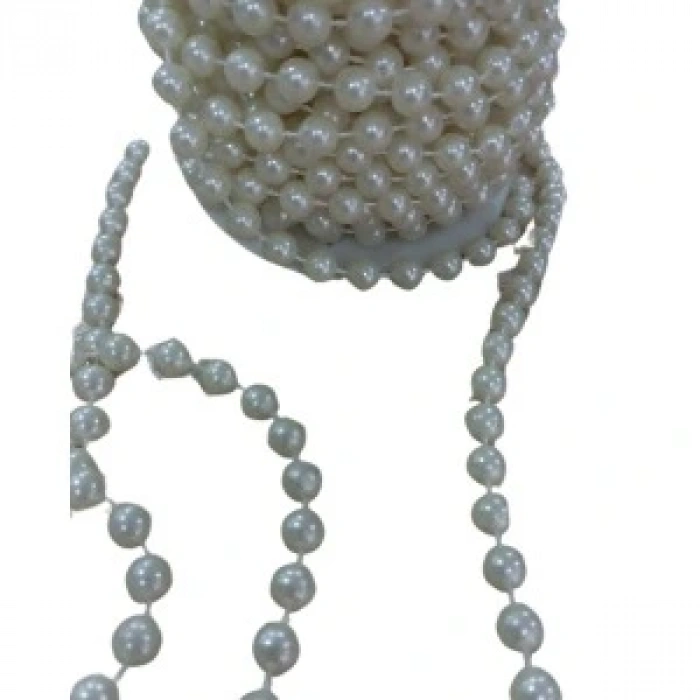 Sıralı Yuvarlak İnci En 1 Cm Krem 1 Metre