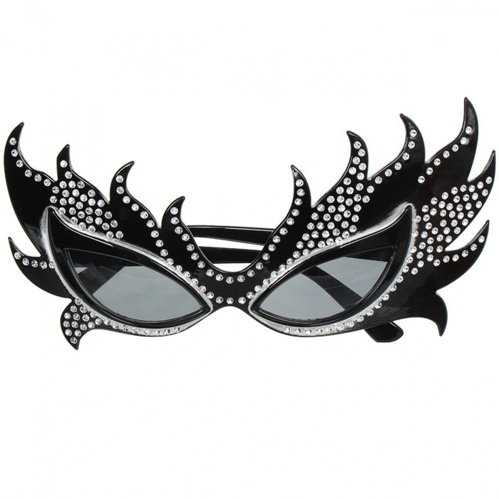 Taşlı Göz Kamaştıran Siyah Parti Alev Gözlük