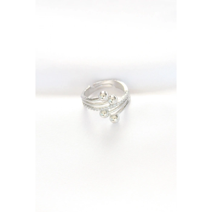 Topçuk Model Zirkon Taşlı Silver Renk Ayarlanabilir Yüzük - TJ-BYK3137
