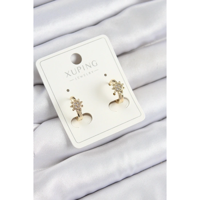 Xuping Zirkon Taşlı Çiçek Model Gold Renk Kadın Küpe - TJ-BKP10849