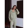3 iplik şardonlu kapşonlu hoodie frm mint p510437