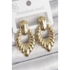 316 Çelik Gold Renk İşlemeli Motiif Model Kadın Küpe - TJ-BKP10528