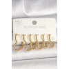 316L Çelik Gold Renk Kalp Model Kadın Küpe Seti - TJ-BKP10356