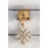 316L Çelik Gold Renk Sallantı Zirkon Taşlı Kar Tanesi Model Nomination Charm - TJ-BC1341