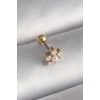 316L Çelik Gold Renk Zirkon Taşlı Çiçek Model Tragus Piercing - TJ-PR1282