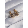 316L Çelik Gold Renk Zirkon Taşlı İç İçe Geçmeli Oval Küpe - TJ-BKP9014