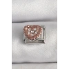 316L Çelik Gümüş Renk Zirkon Taşlı Bronz Kalp İşlemeli Nomination Charm - TJ-BC1393