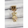 316L Çelik Sallantılı Zirkon Taşlı Ayıcık Model Gold Renk Nomination Charm - TJ-BC1421