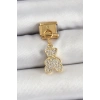 316L Çelik Sallantılı Zirkon Taşlı Ayıcık Model Gold Renk Nomination Charm - TJ-BC1432
