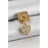 316L Çelik Sallantılı Zirkon Taşlı Kalp Model Gold Renk Nomination Charm - TJ-BC1401