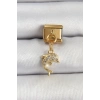 316L Çelik Sallantılı Zirkon Taşlı Yunus Balığı Model Gold Renk Nomination Charm - TJ-BC1407