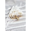 6 Çift Kadın Küpe Seti Gold Renk - TJ-BKP11319
