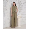 Broşlu yelek pantolon takım haki s255821