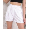 Çizgili düğmeli şort beyaz s2551251