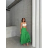 Fırfırlı brodeli astarlı uzun etek yeşil s255047