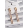 Pirinç Gold Renk Yıldız Model Su Yolu Zirkon Taşlı Kadın Küpe - TJ-BKP9626