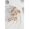 Pirinç Gold Renk Zirkon Taşlı Kare Zincir Model Kadın Kıkırdak Küpe - TJ-BKP10588