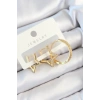 Pirinç Zirkon Taşlı Yıldız Ve Halka Model Gold Renk 3lü Çift Kadın Küpe Set - TJ-BKP10830