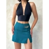 Zincirli şort etek petrol yeşili s24676