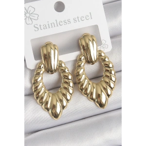 316 Çelik Gold Renk İşlemeli Motiif Model Kadın Küpe - TJ-BKP10528