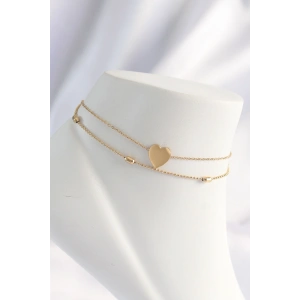 316L Çelik Gold Renk Kalp Tasarımlı 2li Halhal - TJ-HH1622